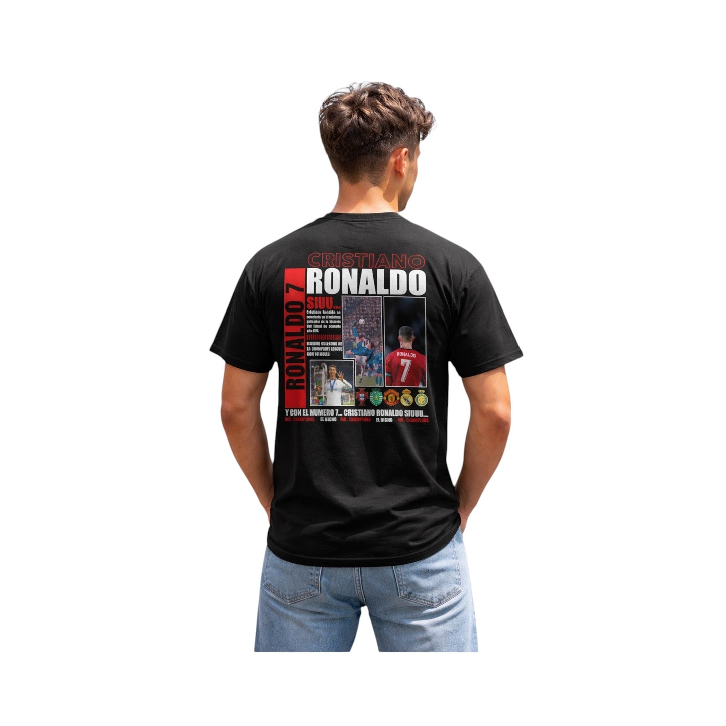 Playera Algodón Hombre Jugadores Fútbol Messi Cr7 Neymar Neg