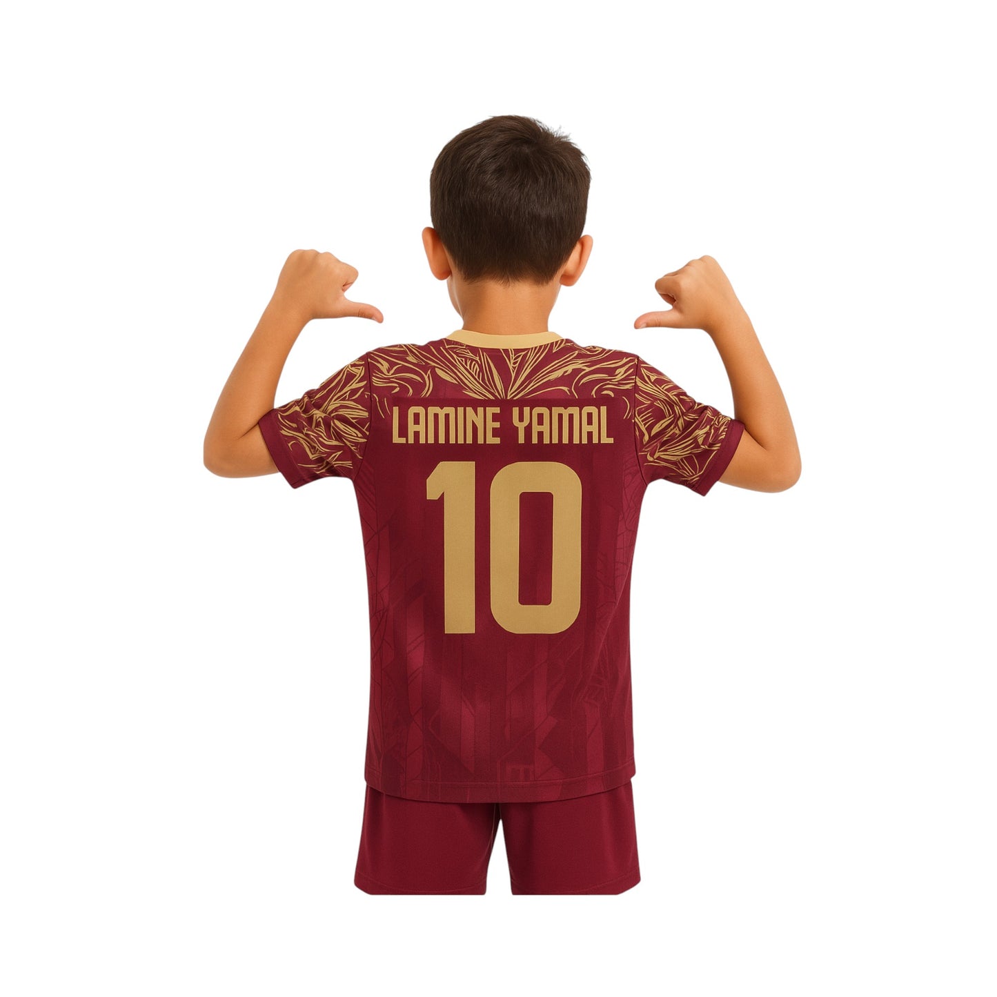Playera De Fútbol De Hombre De Lamine Yamal Barcelona Guinda