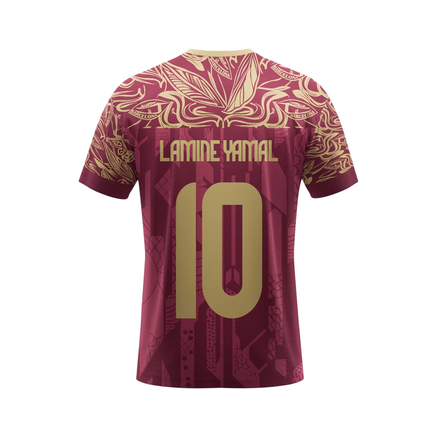 Playera De Fútbol De Hombre De Lamine Yamal Barcelona Guinda