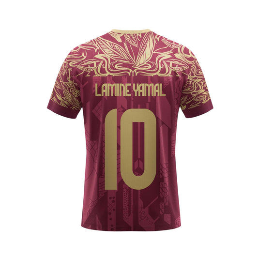 Playera De Fútbol De Hombre De Lamine Yamal Barcelona Guinda