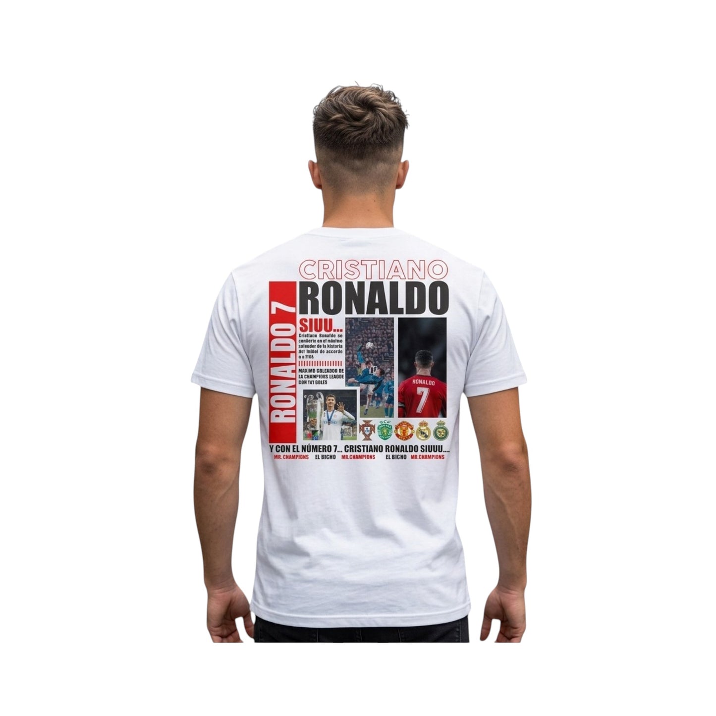 Playera Algodón Hombre Jugadores Fútbol Messi Cr7 Neymar Neg