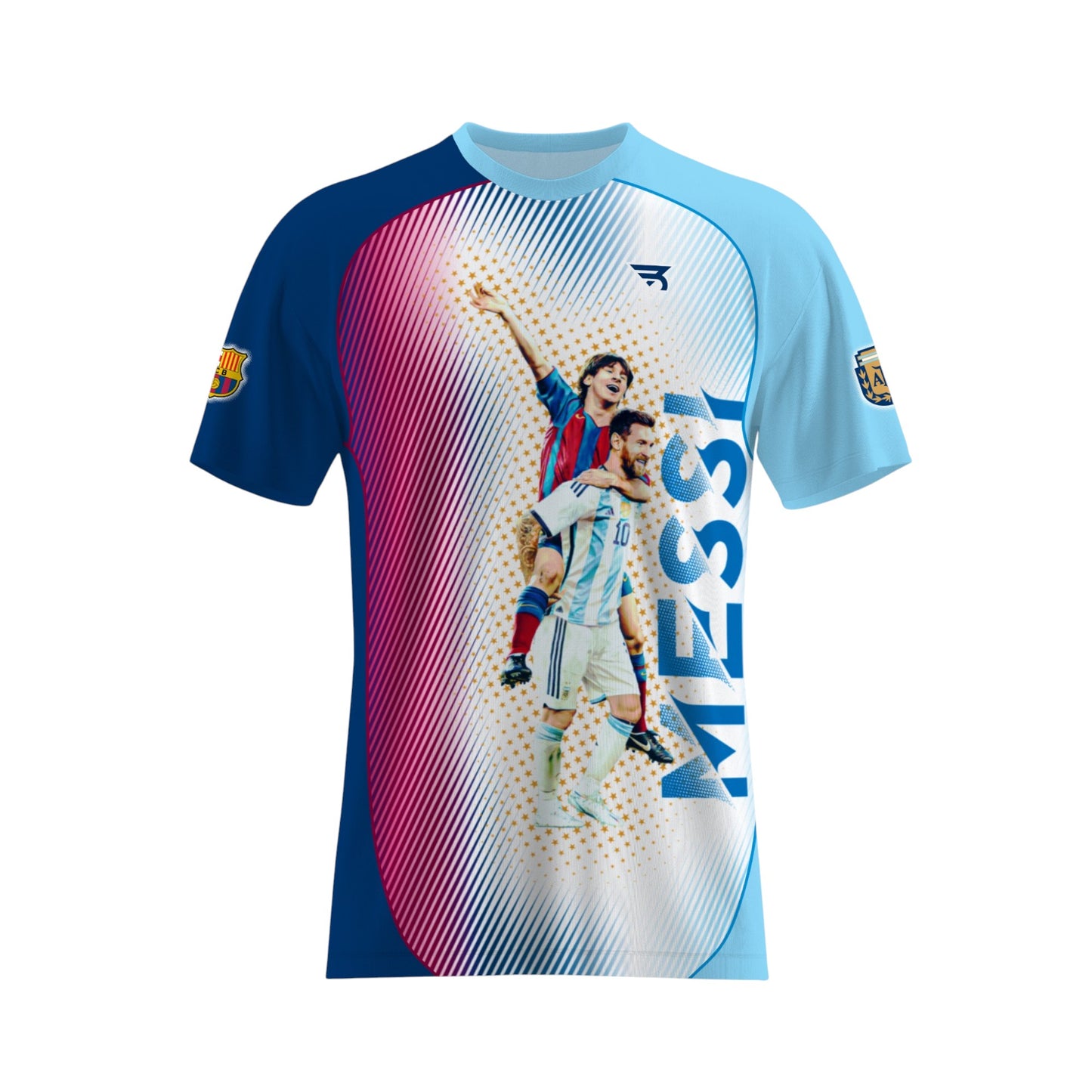 Playera De Fútbol De Hombre Messi Argentina Full Print Azul