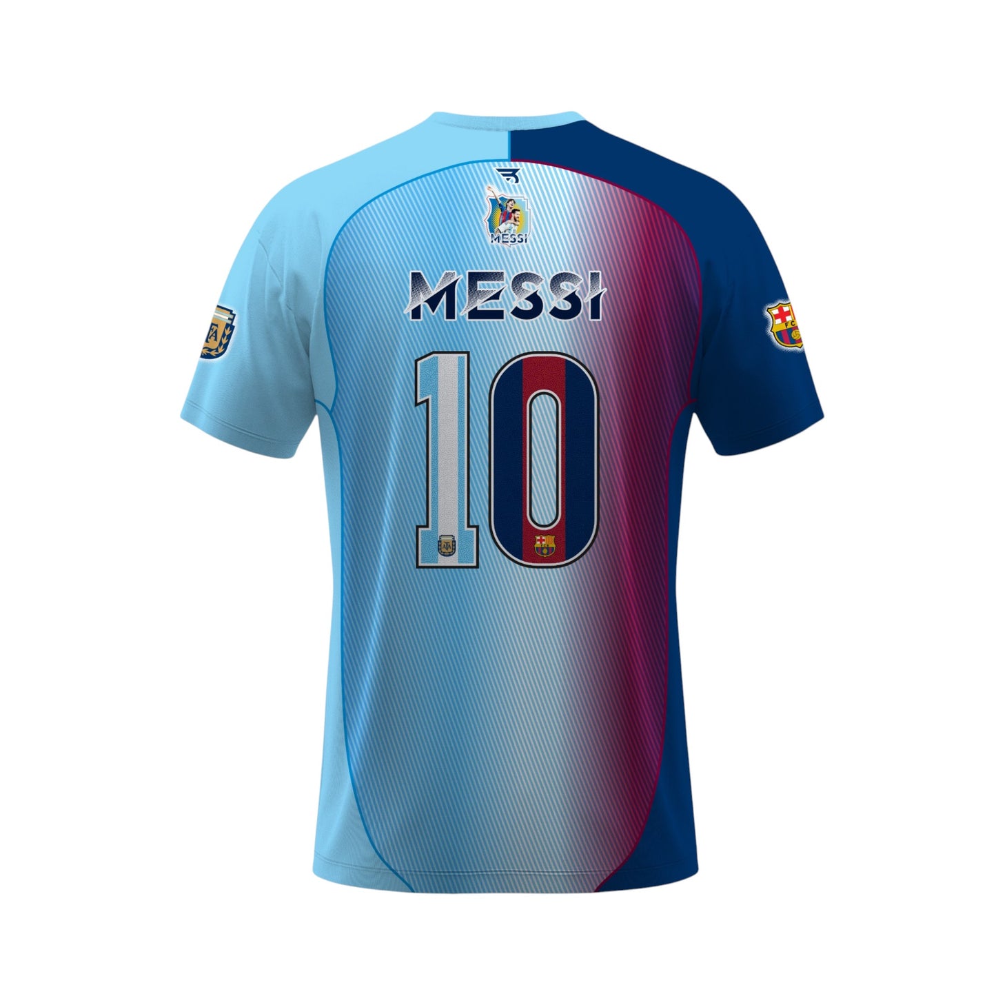 Playera De Fútbol De Hombre Messi Argentina Full Print Azul