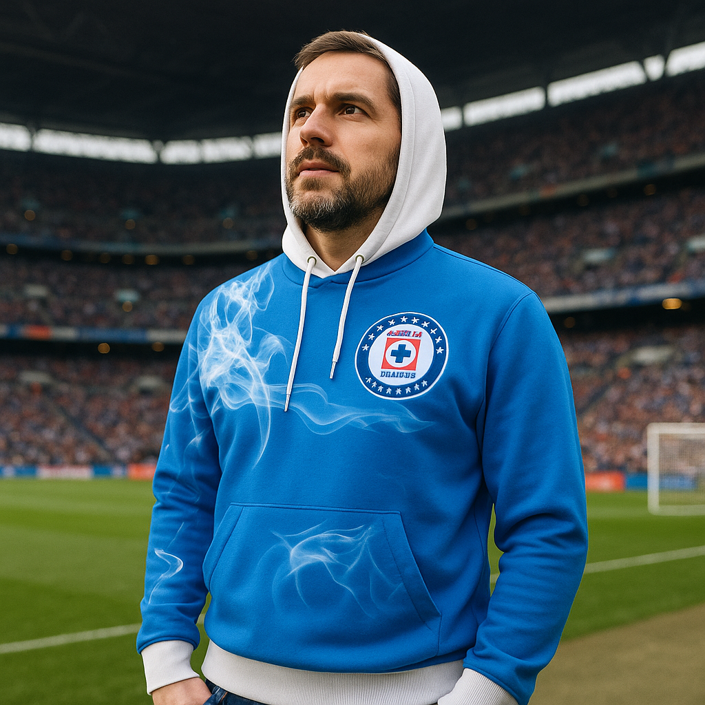 Sudadera Con Capucha Sin Cierre Cruz Azul Humo