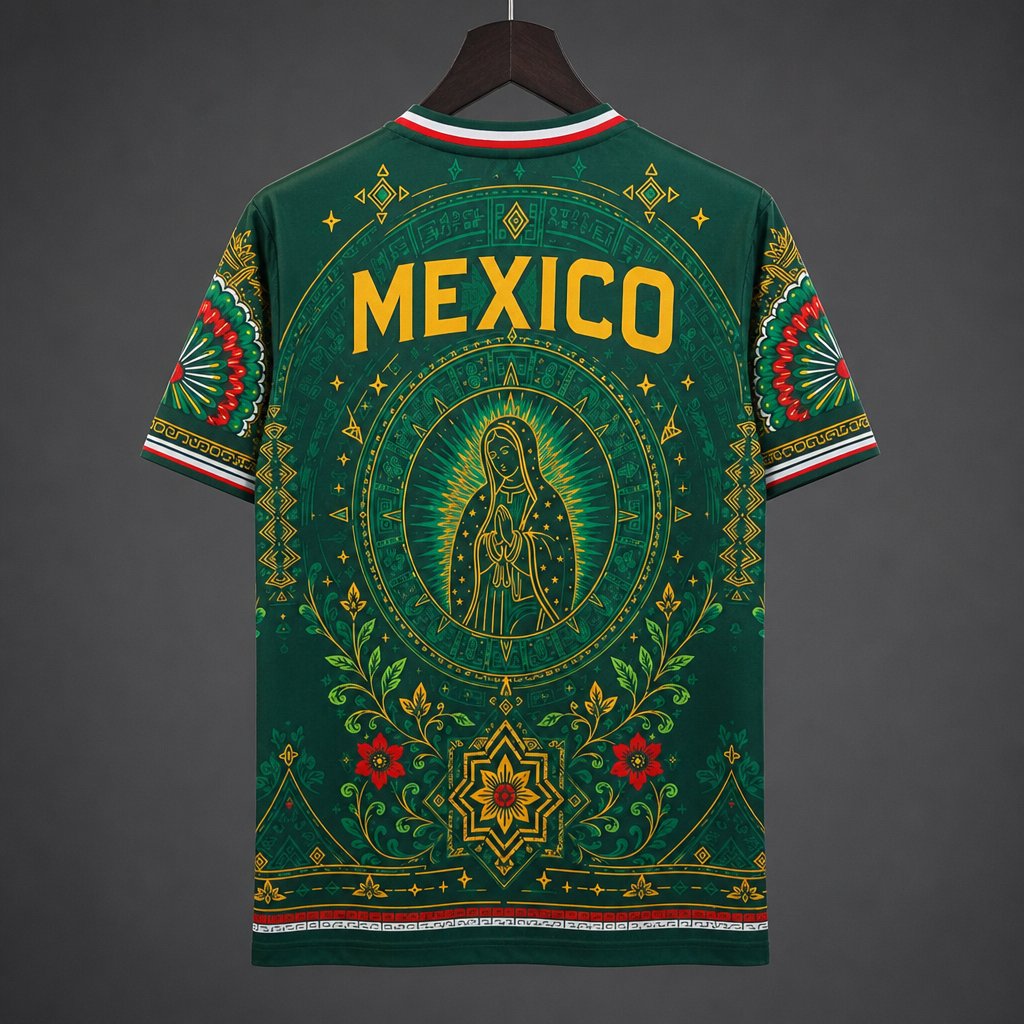 México 2026 verde Virgen de Guadalupe aztecas