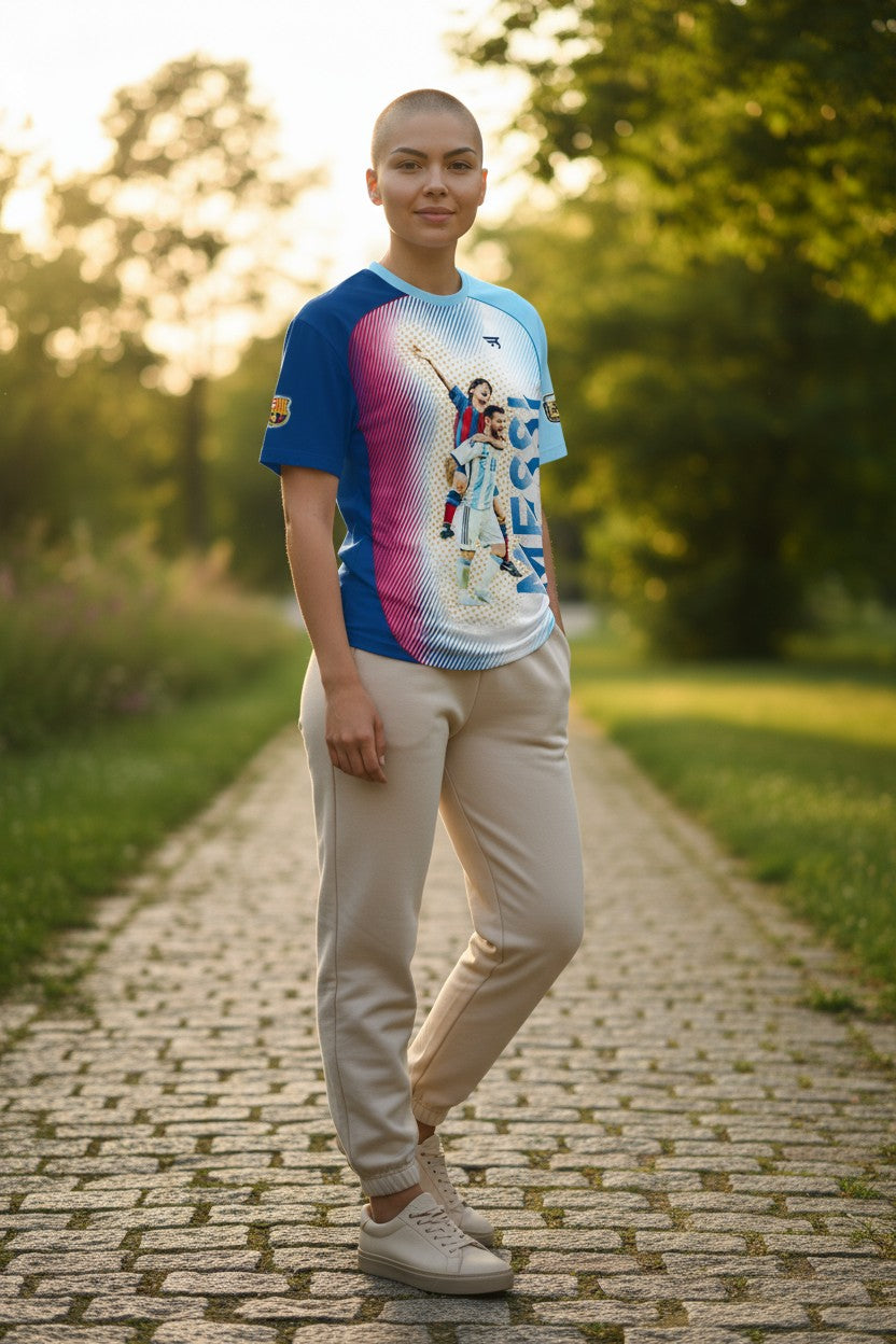 Playera De Fútbol De Hombre Messi Argentina Full Print Azul